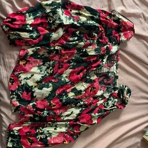 A floral top with bubble sleeves
